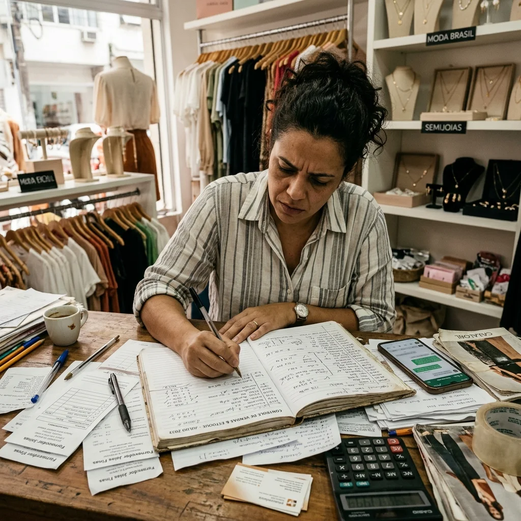 Empreendedora anotando em caderno